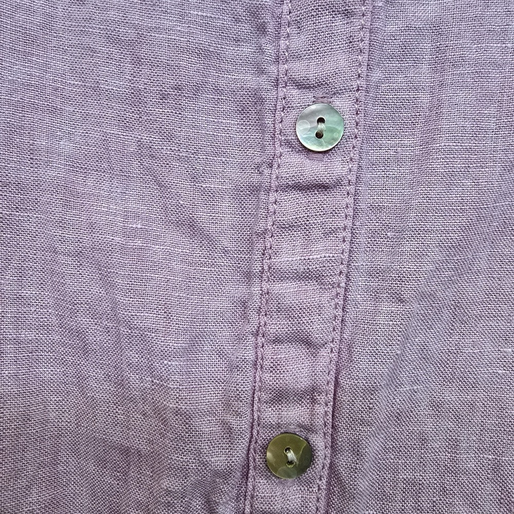 Tahari 100% Linen Button Down Tunic Top Pink Lightweight Roll-Tab Sleeves Medium - Picture 3 of 9